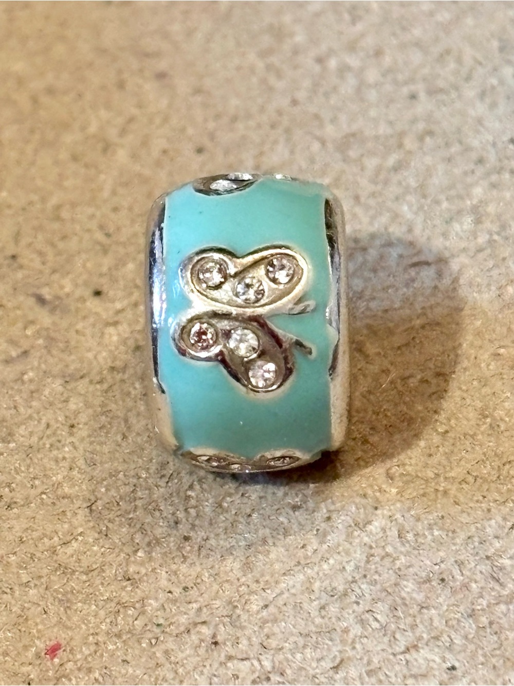 🆕Listing! Brighton Butterfly stopper Aqua Enamel w crystal butterflies Retired